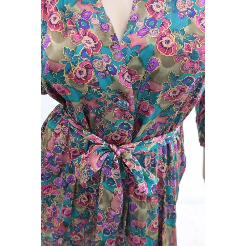 Vintage Gold Label Victorias Secret Silk Robe One Size S M L Belted Kimono Short